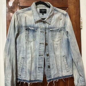 Velvet Heart Light Wash Distressed Denim Jacket